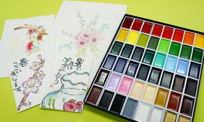 Aquarelle Japonaise Kuretake Gansai Tambi 48 Couleurs – Palette Complète Professionnelle