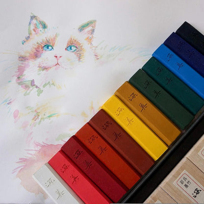 Encre Japonaise Colorée Kuretake Saiboku Shimbi 14 Pièces – Coffret Premium Peinture & Sumi-e