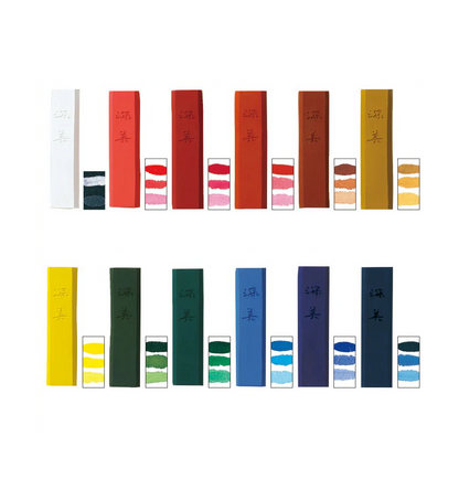 Encre Japonaise Colorée Kuretake Saiboku Shimbi 14 Pièces – Coffret Premium Peinture & Sumi-e