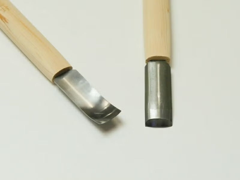 Ciseau japonais pour masque Noh – Acier HSS – Long reach – Sculpture profonde & intérieure