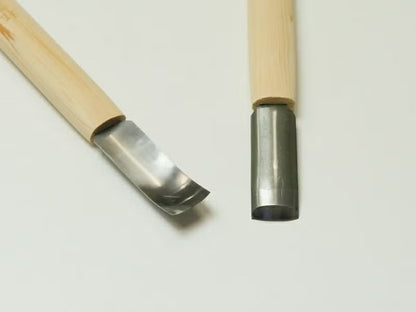 Ciseau japonais pour masque Noh – Acier HSS – Long reach – Sculpture profonde & intérieure