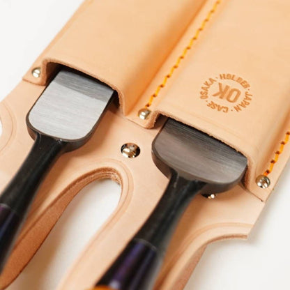 Étui en cuir pour ciseaux japonais OK – Étui Nomi double compartiment (30 mm / 42 mm)
