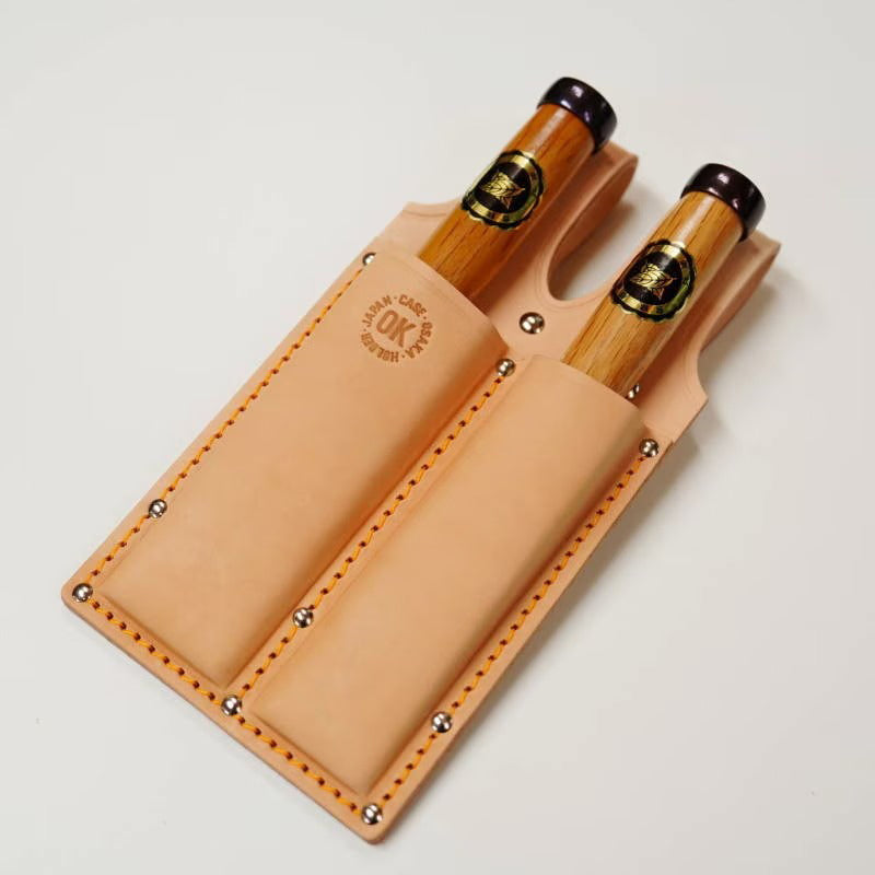 Étui en cuir pour ciseaux japonais OK – Étui Nomi double compartiment (30 mm / 42 mm)
