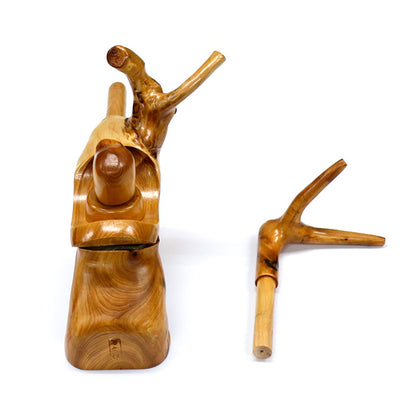 Handcrafted Japanese juniper wood walking stick holder – arched design – Mankyu – unique piece (#3)