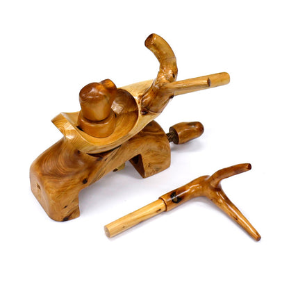 Handcrafted Japanese juniper wood walking stick holder – arched design – Mankyu – unique piece (#3)