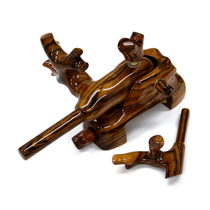 Porte-canne japonais artisanal en bois “Golden Tan” – modèle canon, taille moyenne – Shoyo – pièce unique