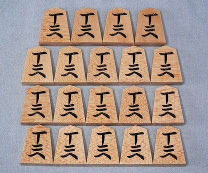 Pièces de Shogi en érable – Gravure double face – Style simplifié – Artisan Yamauchi