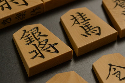 Pièces de shogi sculptées – Buis de Mikurajima – Kinryū – Œuvre de Shūraku (pièce unique)