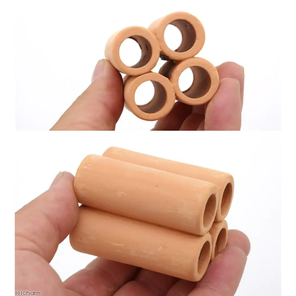 Abri Japonais pour Crevettes “Tōkan” – Tubes en Terre Cuite & Diatomite – 4 Tubes – Coloris noir, blanc, brun