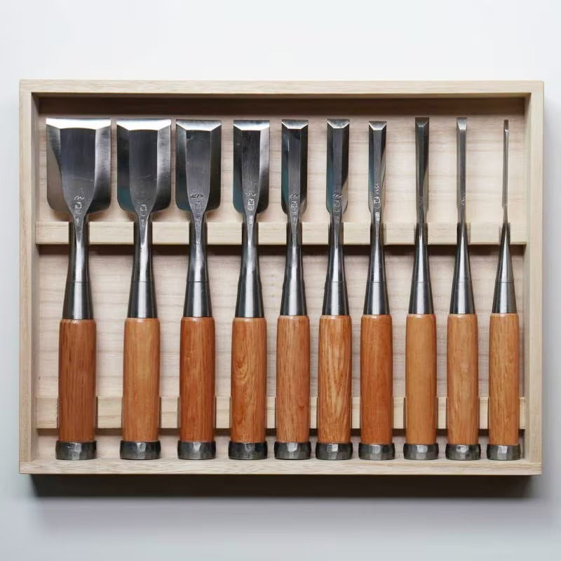 Jeu de ciseaux japonais d’ébénisterie 10 pièces – Acier HSS (High Speed Steel)