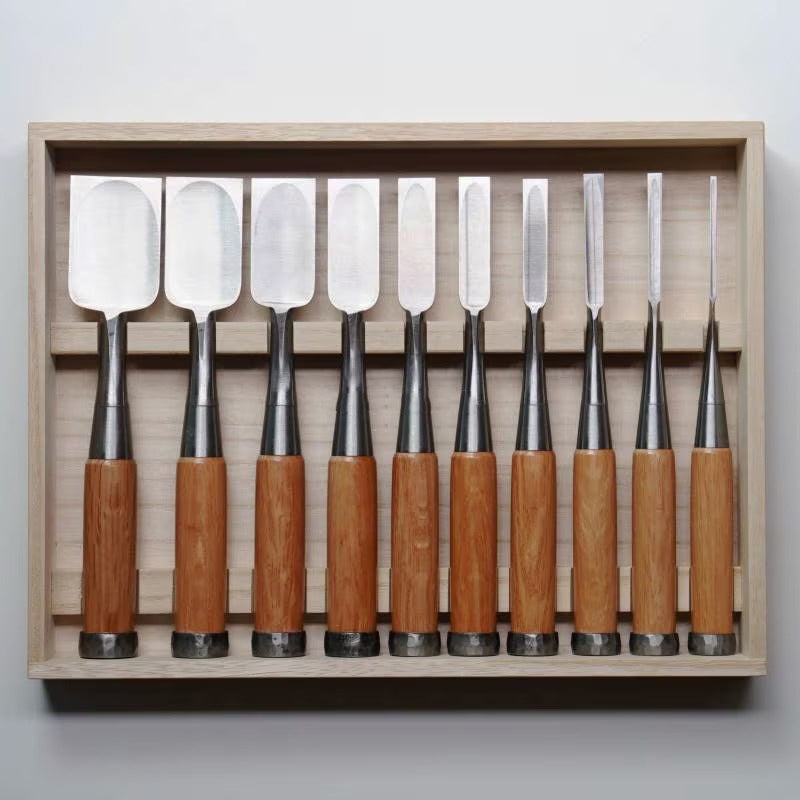 Jeu de ciseaux japonais d’ébénisterie 10 pièces – Acier HSS (High Speed Steel)