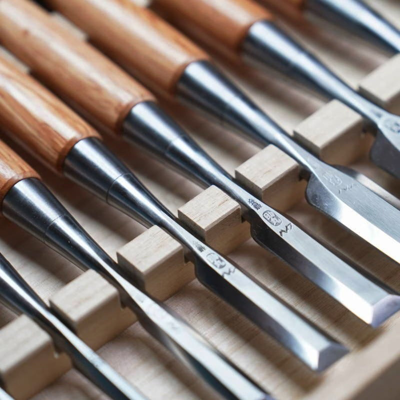 Jeu de ciseaux japonais d’ébénisterie 10 pièces – Acier HSS (High Speed Steel)