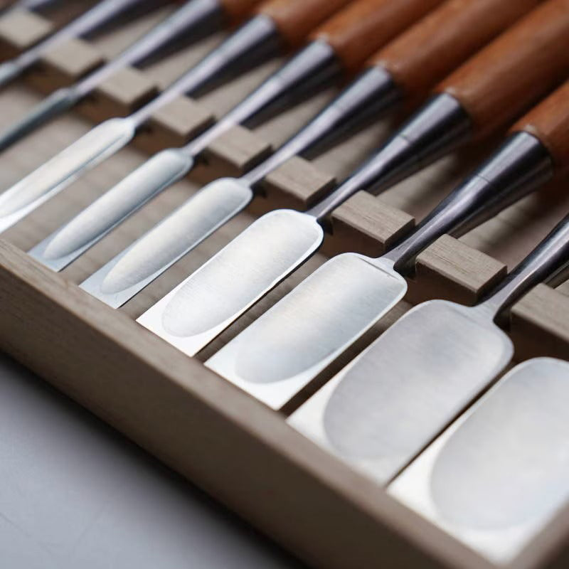 Jeu de ciseaux japonais d’ébénisterie 10 pièces – Acier HSS (High Speed Steel)