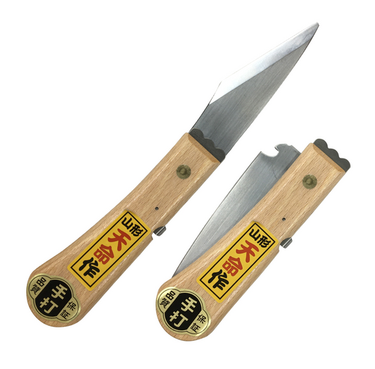 Couteau de Greffe Japonais Pliable Tenmei Gaucher – Acier Yasuki Poli – 240 mm