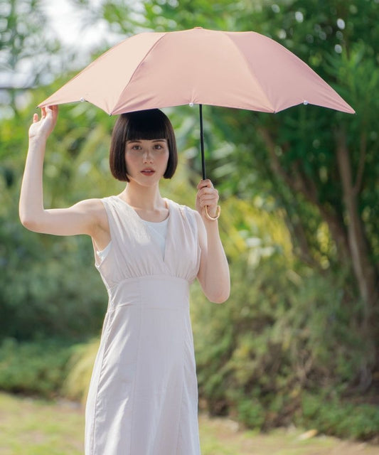 Parasol dôme perlé Wpc. – Ombrelle pliante élégante – Protection UV 100 %