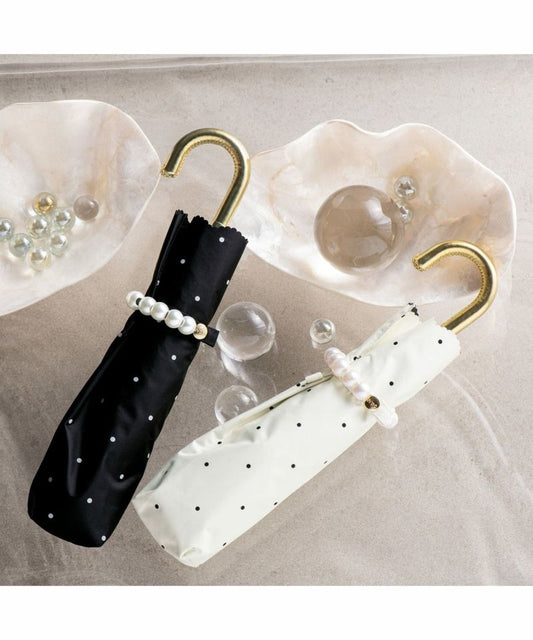 Parasol pliant perles Wpc. – Ombrelle élégante avec ceinture perlée – UV 100 %