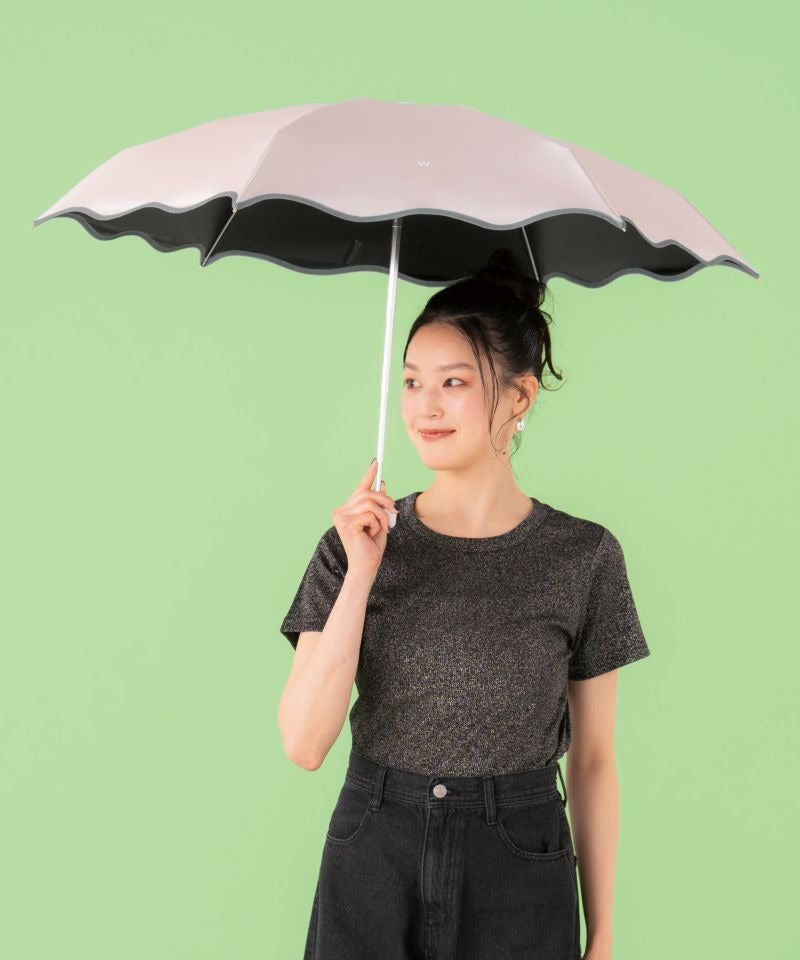 Ombrelle pliable à bord ondulé – Parasol Wpc. Wave Piping – Pliant, protection UV 100 %, pluie & soleil