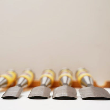 Coffret 10 Ciseaux à Bois Japonais Hyakuzo Uramaru – Oire Nomi Traditionnels en Acier Japonais