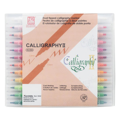 Rotuladores de caligrafía Kuretake ZIG Memory System II 24 colores + Blender – Doble punta 2.0 y 3.5 mm