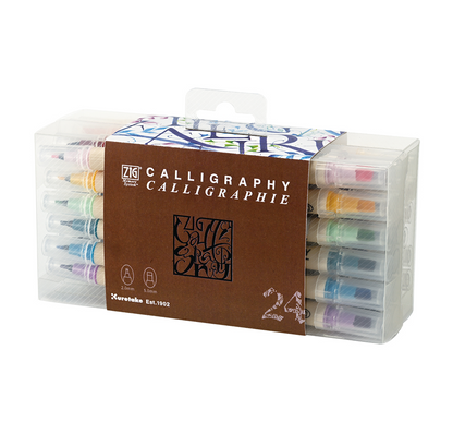 Feutres Calligraphie Kuretake ZIG Memory System 24 Couleurs – Double Pointe 2.0 & 5.0 mm