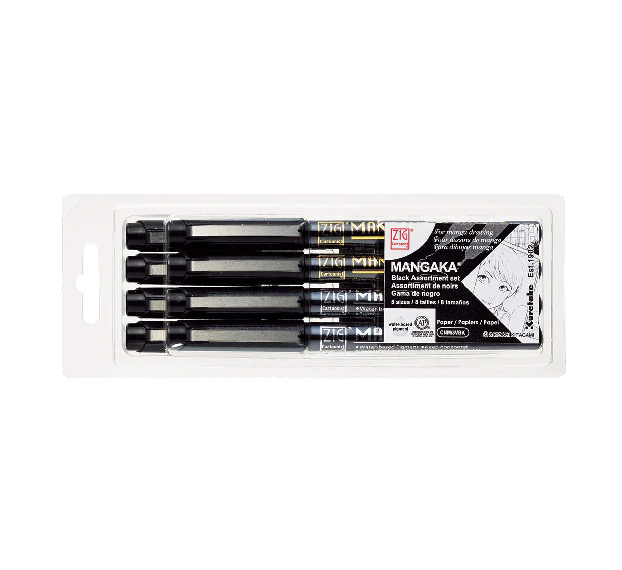 ZIG Cartoonist MANGAKA – Set de 8 stylos noirs pour manga & illustration