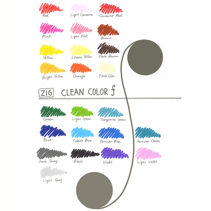 ZIG Clean Color f – Set de 24 feutres double pointe à base d’eau pour planning, lettering & illustration
