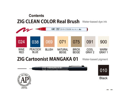ZIG Clean Color – Set 6 Feutres Double Pointe Fine & Brush – Couleurs Pastel