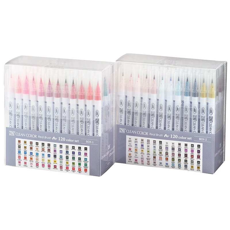 ZIG Clean Color Real Brush – Set of 120 watercolor brush pens for illustration, manga & watercolor