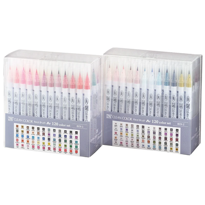 ZIG Clean Color Real Brush – Set of 120 watercolor brush pens for illustration, manga & watercolor