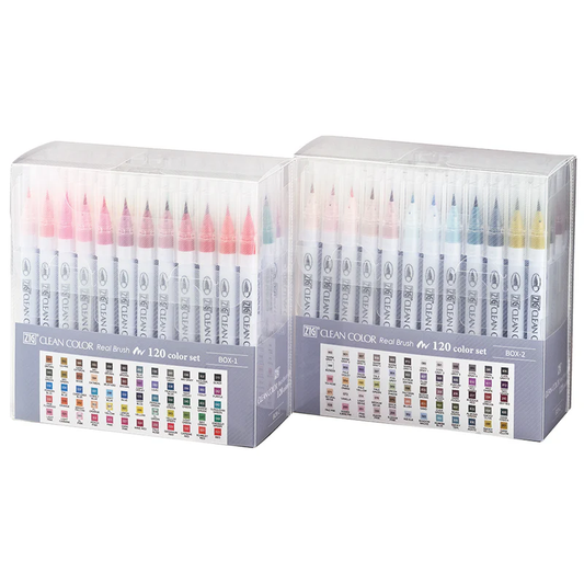 ZIG Clean Color Real Brush – Set de 120 feutres pinceaux aquarellables pour illustration, manga & aquarelle