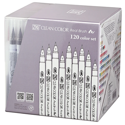 ZIG Clean Color Real Brush – Set of 120 watercolor brush pens for illustration, manga & watercolor