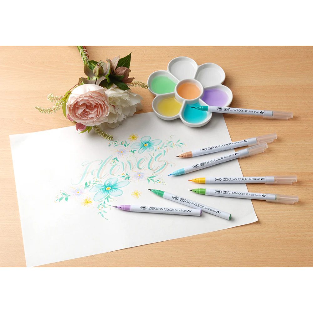 ZIG Clean Color Real Brush – Set of 24 watercolor brush pens for illustration, manga & lettering