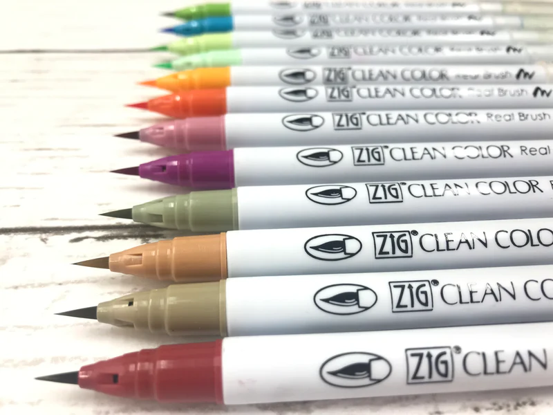 ZIG Clean Color Real Brush – Set de 36 feutres pinceaux aquarellables pour illustration, manga & lettering