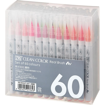 ZIG Clean Color Real Brush – Set of 60 watercolor brush pens for illustration, manga & lettering