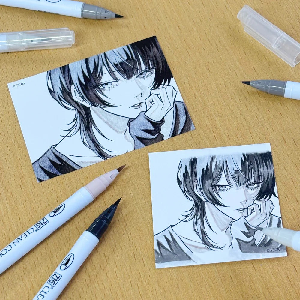 Feutres Aquarelle Japonais Kuretake ZIG Clean Color Real Brush x Itsuki – Set 6 Couleurs Illustration