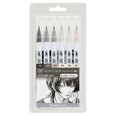 Feutres Aquarelle Japonais Kuretake ZIG Clean Color Real Brush x Itsuki – Set 6 Couleurs Illustration