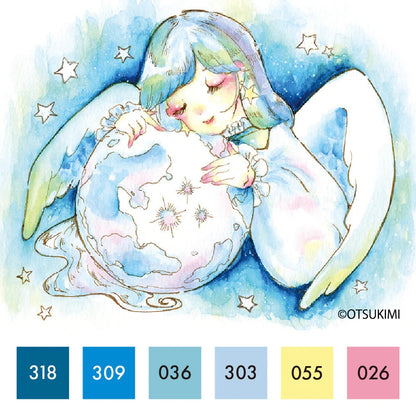 Feutres Aquarelle Japonais Kuretake ZIG Clean Color Real Brush x Otsukimi – Set 6 Couleurs Illustration