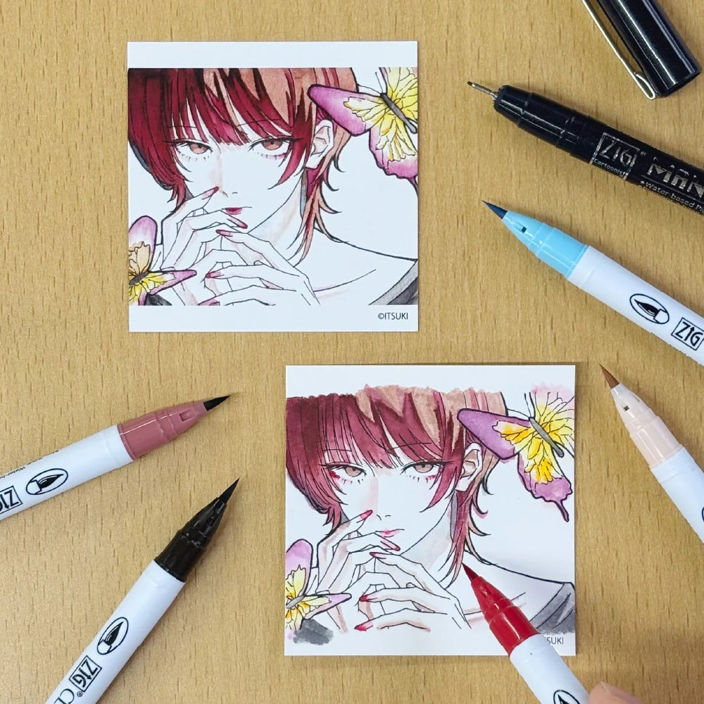 Feutres Aquarelle Japonais Kuretake ZIG Clean Color Real Brush x Itsuki – Set 12 Couleurs Illustration