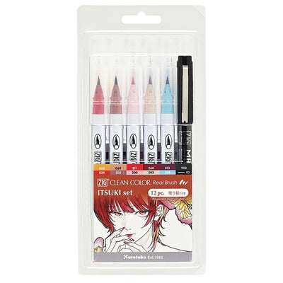 Feutres Aquarelle Japonais Kuretake ZIG Clean Color Real Brush x Itsuki – Set 12 Couleurs Illustration