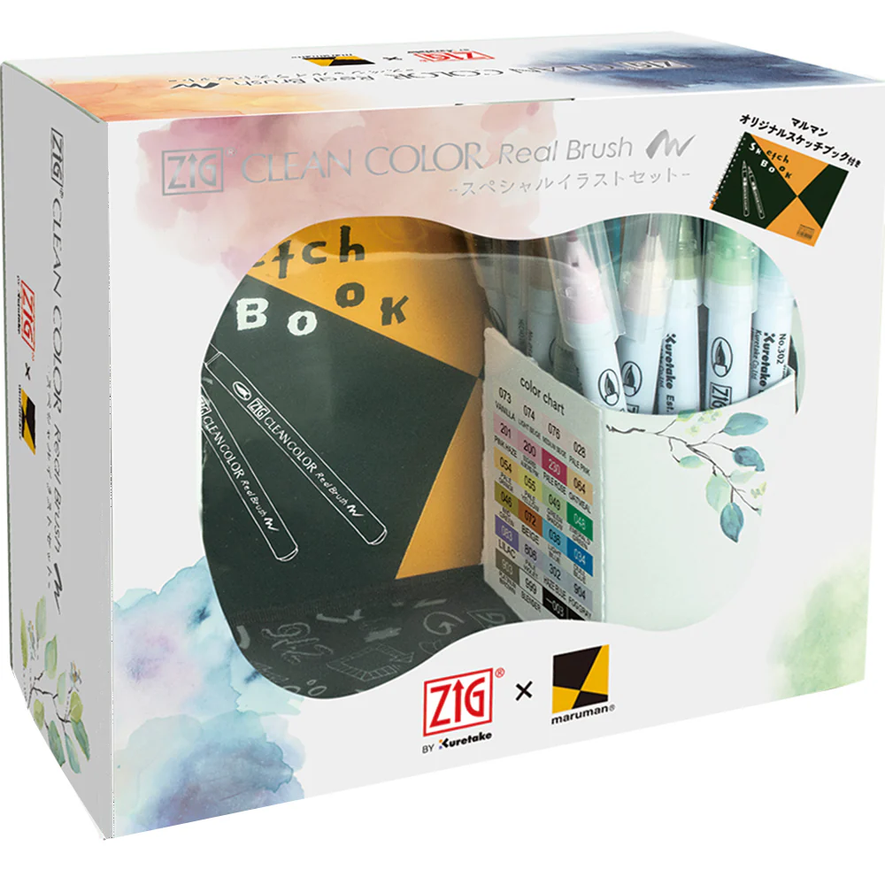 ZIG Real Brush – Set illustration spécial 22 couleurs avec trousse, MANGAKA & pinceau à eau
